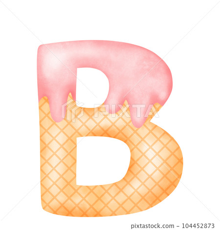 Watercolor alphabet illustration ice cream. 104452873