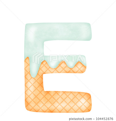 Watercolor alphabet illustration ice cream. 104452876