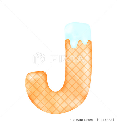 Watercolor alphabet illustration ice cream. 104452881