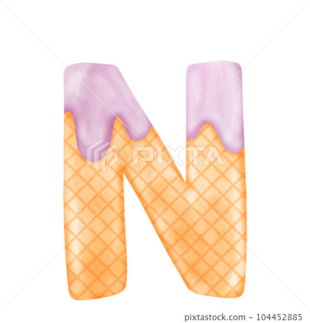 Watercolor alphabet illustration ice cream. 104452885