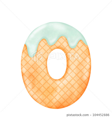 Watercolor alphabet illustration ice cream. 104452886