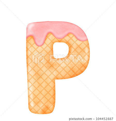 Watercolor alphabet illustration ice cream. 104452887