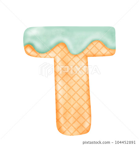 Watercolor alphabet illustration ice cream. 104452891