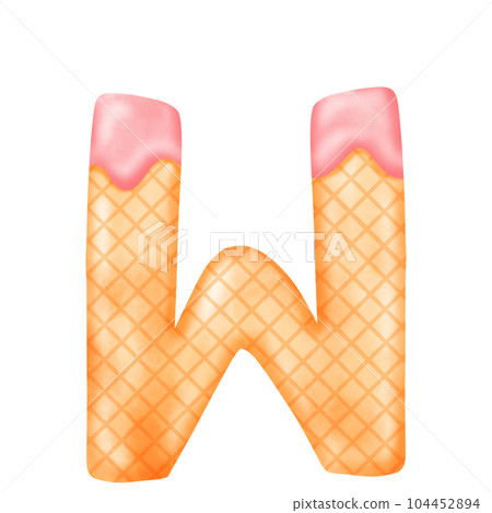Watercolor alphabet illustration ice cream. 104452894