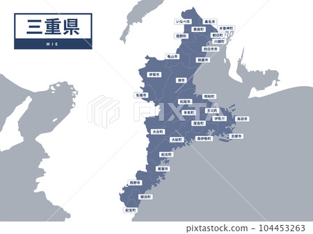 Map (with place names) - Mie Prefecture Map (with place names) - Mie Prefecture 104453263