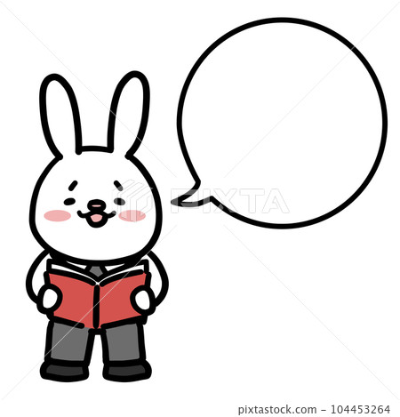 Illustration of a reading rabbit and a speech bubble 104453264