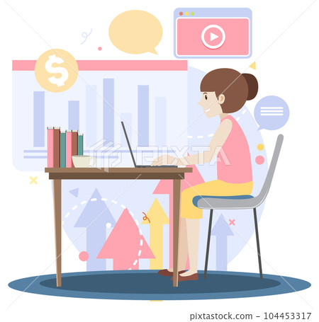 Working characters flat design for web banner 104453317