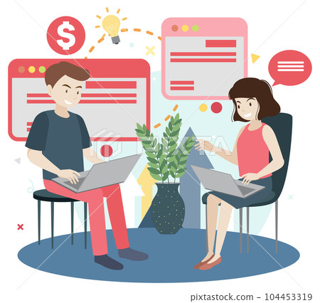 Working characters flat design for web banner Working characters flat design for web banner 104453319