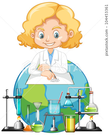 Scientist woman cartoon character 104453361
