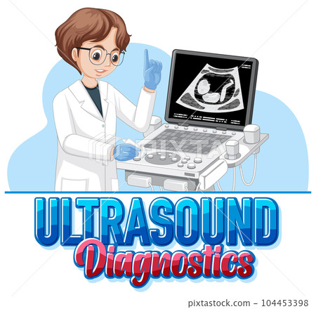 Doctor using ultrasound scanning machine 104453398