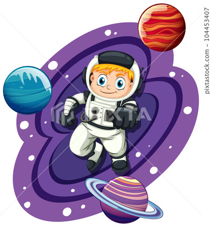 Astronaut in the space in cartoon style 104453407