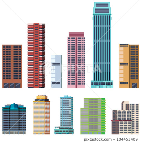 Different buildings set on white background 104453409