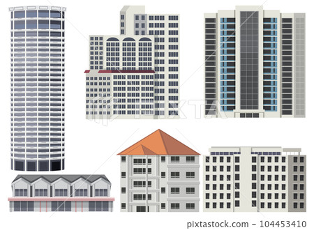 Different buildings set on white background 104453410