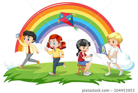 Happy children playing different sports 104453953