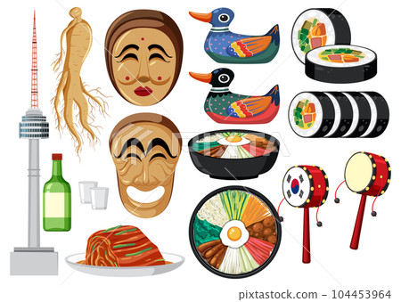Set of Korean elements and objects 104453964