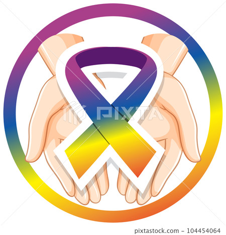Rainbow awareness ribbon icon 104454064