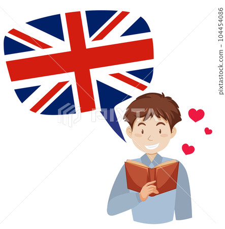A man with flag of United Kingdom speech bubble 104454086