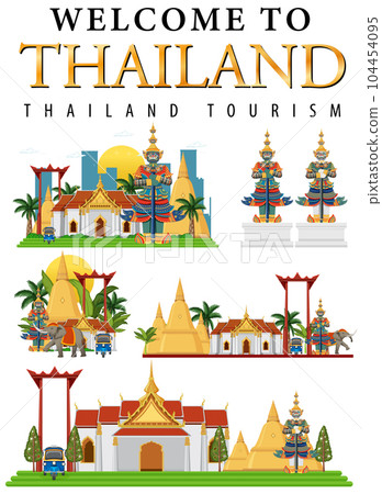 Bangkok Thailand Landmark Logo Banner 104454095