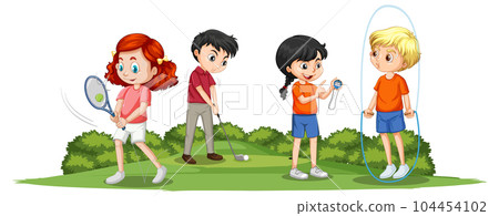 Happy children playing different sports 104454102