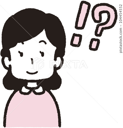在你的右臉！ ？一個女人面向前方並帶有標記的上半身插圖 104454552