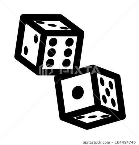 Dice, line style icon representing two pieces Dice, line style icon representing two pieces 104454740