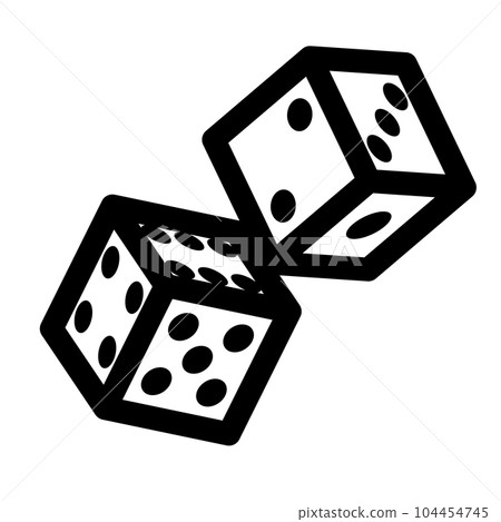 Dice, line style icon representing two pieces Dice, line style icon representing two pieces 104454745
