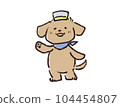 A dog walking on two legs and guiding 104454807