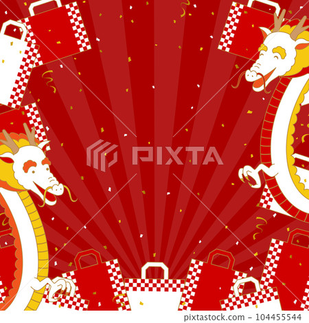 Dragon and shopping bag frame / concentration line (square size) Dragon and shopping bag frame / concentration line (square size) 104455544