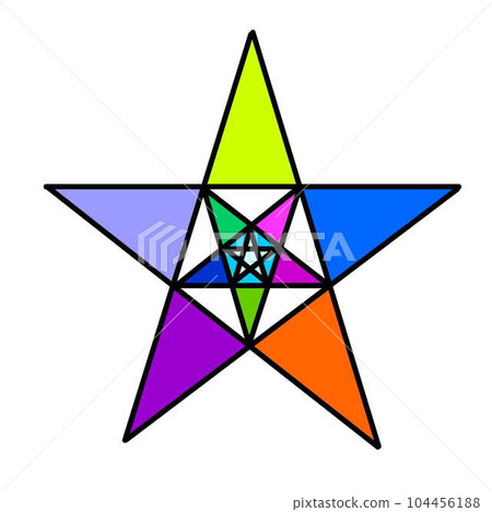 三折五角星圖彩色無背景 104456188