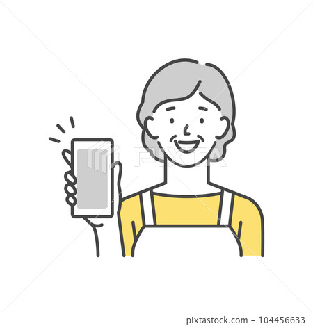 A housewife showing a smartphone screen 104456633
