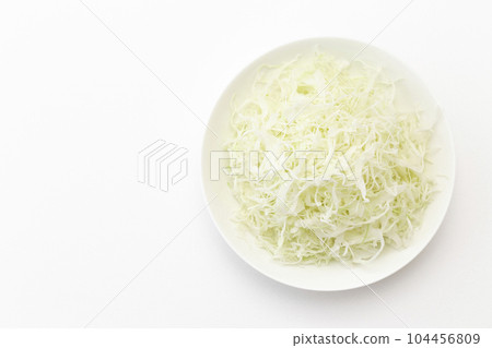 Shredded cabbage served in a bowl 104456809