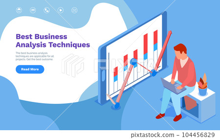 Employees analyze statistical indicators, business data. Characters work with marketing research 104456829