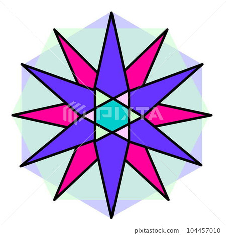 Hexagonal star illustration cold color no background 104457010