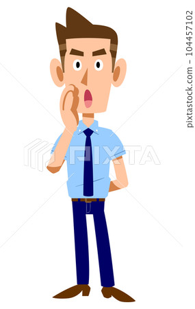 一個穿著短袖襯衫打領帶的男人打電話 104457102