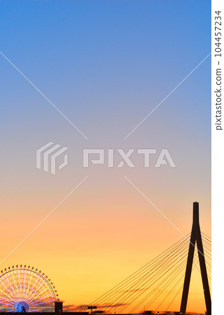 Evening view of Mt. Tempozan, Minato Ward, Osaka City 104457234