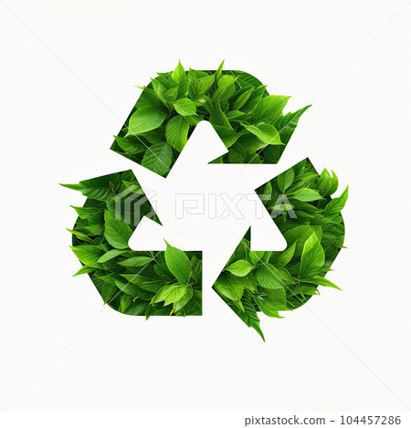 Green recycle symbol made out of leaves,... - Stock Illustration ...