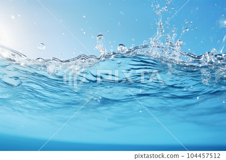 透明水面和飛濺水滴的橫截面 透明水面和飛濺水滴的橫截面 104457512