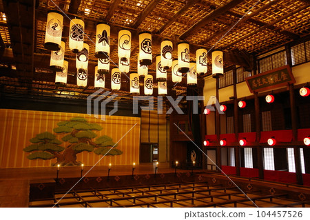 Inside the old Konpira Grand Theater Kanamaruza in Kotohira, Kagawa Prefecture Inside the old Konpira Grand Theater Kanamaruza in Kotohira, Kagawa Prefecture 104457526