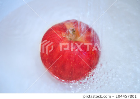 apples washed with water apples washed with water 104457801