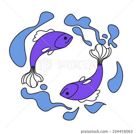 Zodiac sign of Pisces or Fish, astronomy symbol Zodiac sign of Pisces or Fish, astronomy symbol 104458063