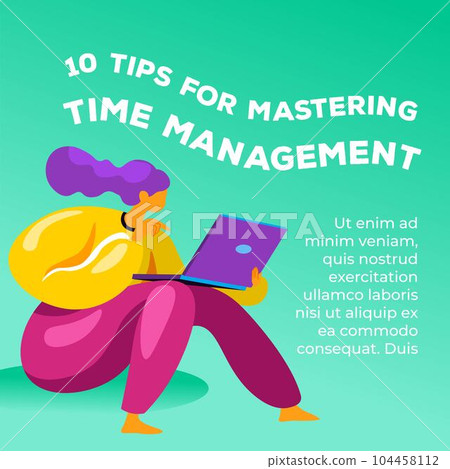 Tips for mastering time management, banner vector Tips for mastering time management, banner vector 104458112