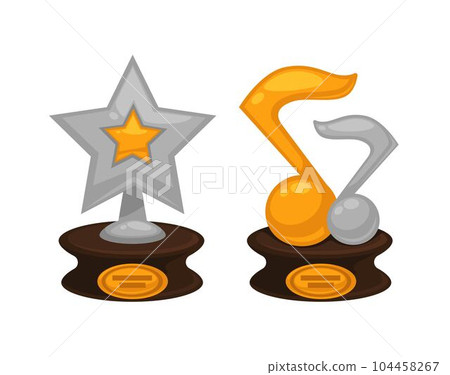 Silver and gold musicians prizes and awards vector 104458267