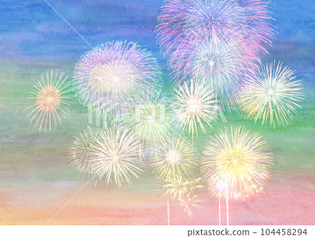 水彩風格明亮的煙花 水彩風格明亮的煙花 104458294