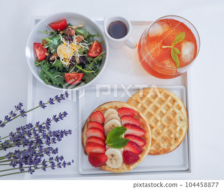 holiday morning fruit waffles holiday morning fruit waffles 104458877
