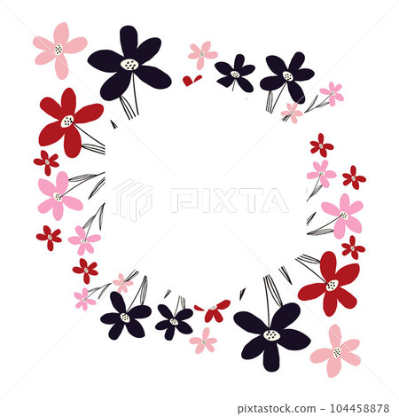 Creative vibrant floral frame, bright frame with wildflowers Creative vibrant floral frame, bright frame with wildflowers 104458878