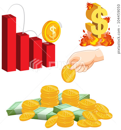Set of inflation and economic recession crisis Set of inflation and economic recession crisis 104459050