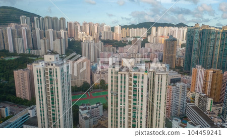 June 21 2023, the old residential blocks at Kwun tong, hk June 21 2023, the old residential blocks at Kwun tong, hk 104459241