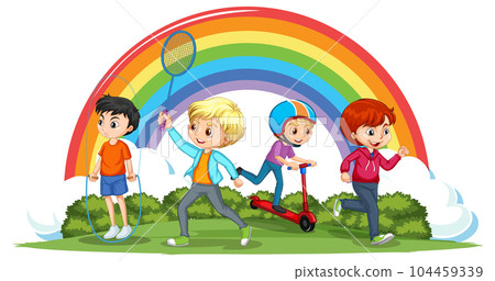 Happy children playing different sports 104459339