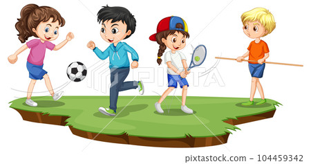 Happy children playing different sports Happy children playing different sports 104459342