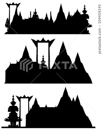 Thailand tourist attraction landmark with silhouette Thailand tourist attraction landmark with silhouette 104459345